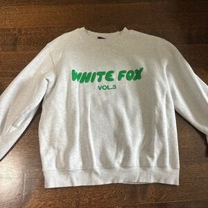 White Fox Boutique Gray Sweatshirt with Green Logo